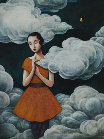 구름속에 기도하는 소녀